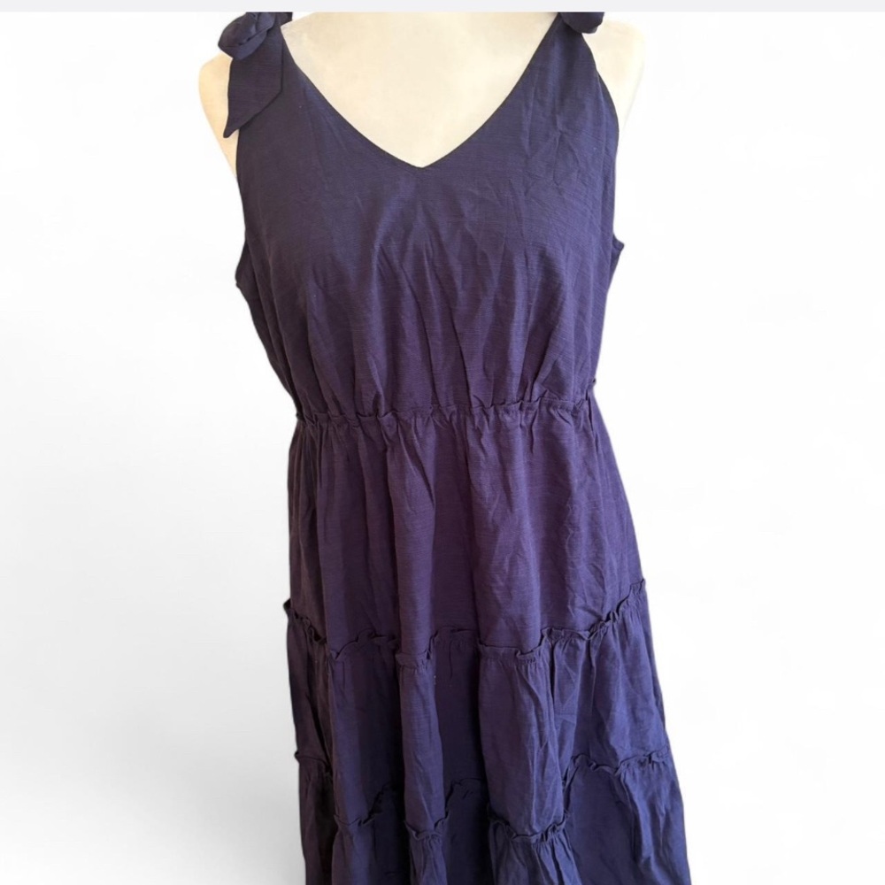 Navy Blue Sleeveless V-Neck Maxi Sundress